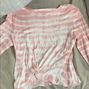 Pink long sleeve tie t-shirt
